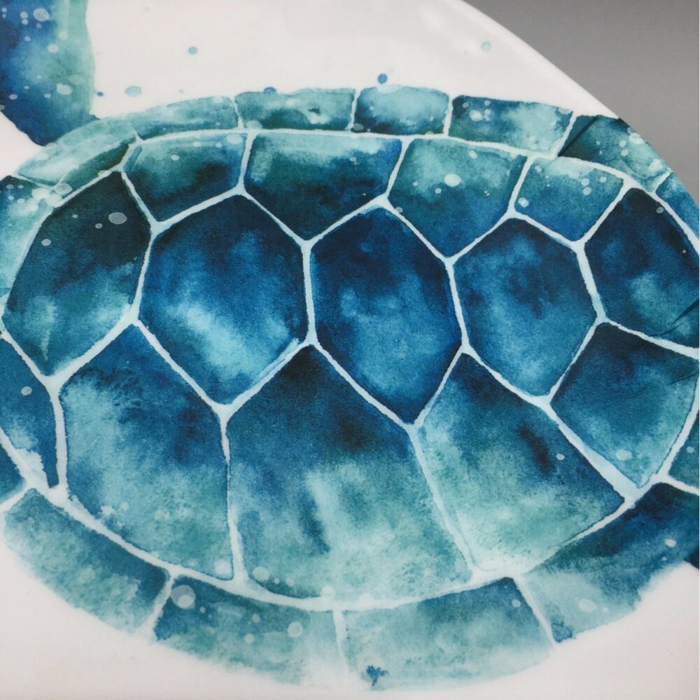 4 Sigrid Olsen Blue Sea Turtle Melamine Dinner Plate Set Ocean Watercolor 11" - Picture 5 of 5